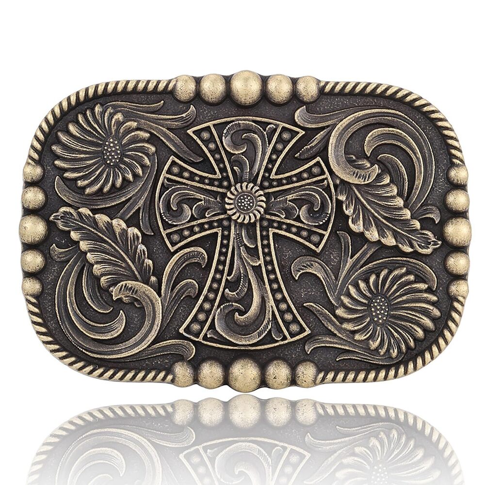 2352 Belt Buckle Western Cowboy Vintage Rodeo Cross Belt Buckles Bronze